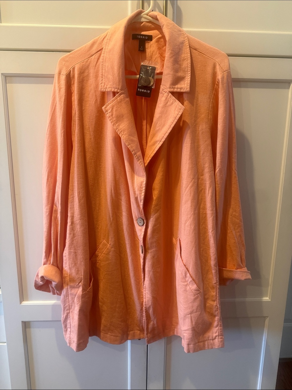 torrid Peach Open-Front Lightweight linen Jacket 3